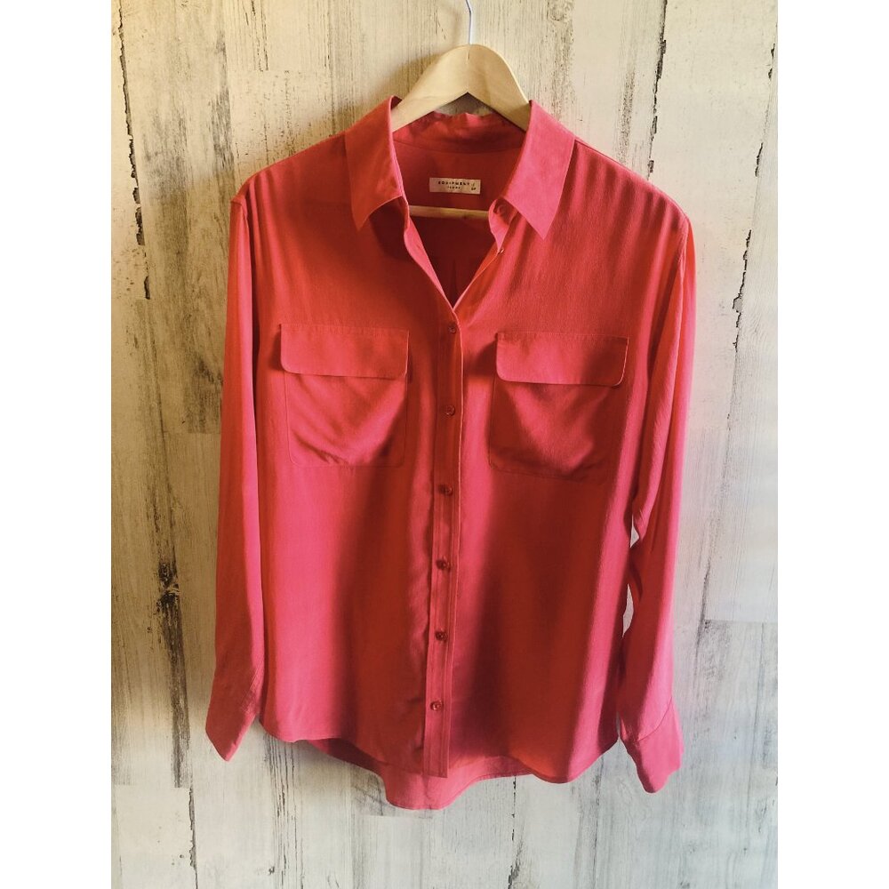 NWOT $208 EQUIPMENT Femme Signature Blouse S Persian Red Washed Silk Shirt